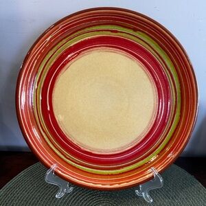 Pier 1 Imports VIA Terracotta Dinner Plate 11 1/4" Hand Made & Painted Portugal